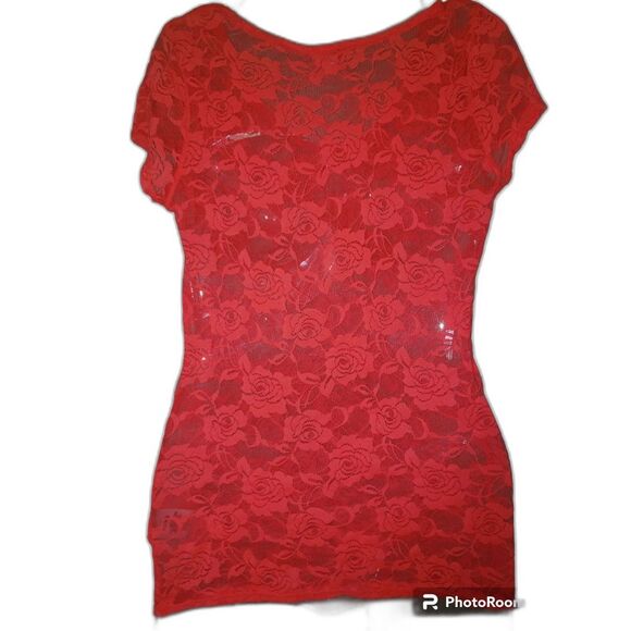 BONGO Junior M Sheer Floral Salmon Pink Blouse Lightweight Dressy Top - Picture 2 of 4